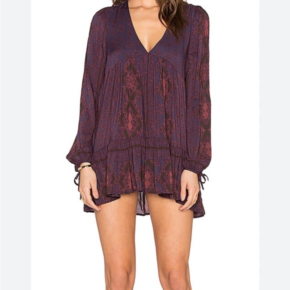 Free People Purple and Red Patterned Tunic Top - Picture 2 of 6